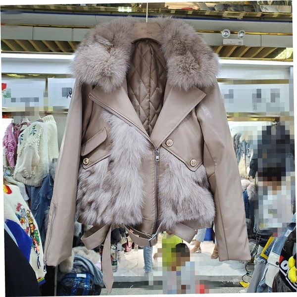 women's leather & faux winter fashion fur patchwork soft pu coat streetwear locomotive jacket cotton padded outwear, Black
women's leather & faux winter fashion fur patchwork soft pu coat streetwear locomotive jacket cotton padded outwear, Black