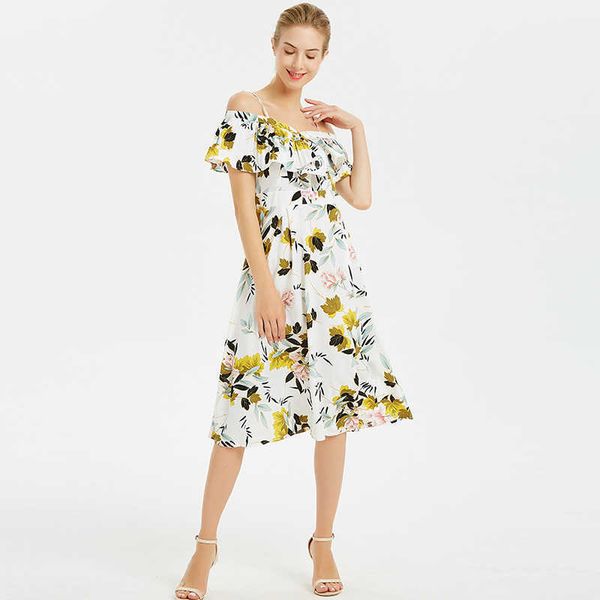 women summer pleated ruffles dress beach style slash neck spaghetti strap chiffon holiday knee-length print vestidos 210625, Black;gray
women summer pleated ruffles dress beach style slash neck spaghetti strap chiffon holiday knee-length print vestidos 210625, Black;gray