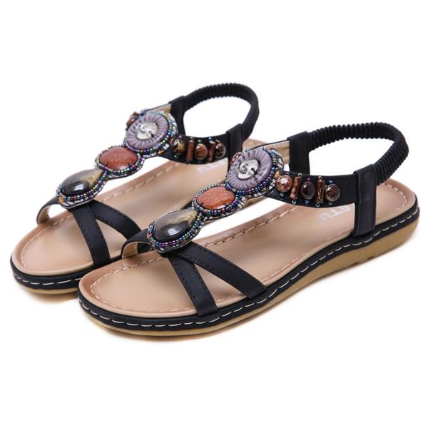 sandals fashion ethnic women bohemian retro beaded vocation seaside beach large size elastic back strap flat summer shoes, Black
sandals fashion ethnic women bohemian retro beaded vocation seaside beach large size elastic back strap flat summer shoes, Black