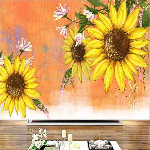 wallpapers custom 3 d modern wallpaper deskflower wall mural sunflower po for bedroom art ideas living room study