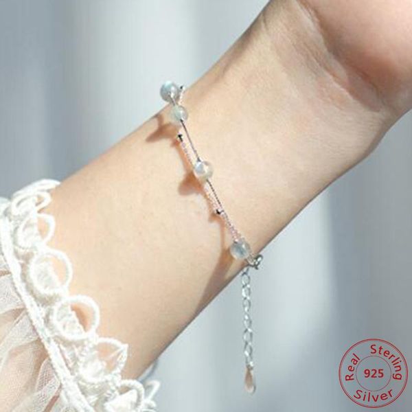 link, chain 100% 925 sterling silver moonlight stone bead charm bracelets & bangles for women fashion jewelry, Black
link, chain 100% 925 sterling silver moonlight stone bead charm bracelets & bangles for women fashion jewelry, Black