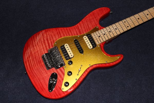 a flame electric guitar st body mahogany hardware chrome pick guard gold color red
a flame electric guitar st body mahogany hardware chrome pick guard gold color red