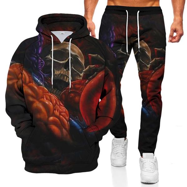 men's tracksuits 2021 spring and autumn 3d skull print pullover sweater + casual pants suit sports leisure two-piece men, Gray
men's tracksuits 2021 spring and autumn 3d skull print pullover sweater + casual pants suit sports leisure two-piece men, Gray