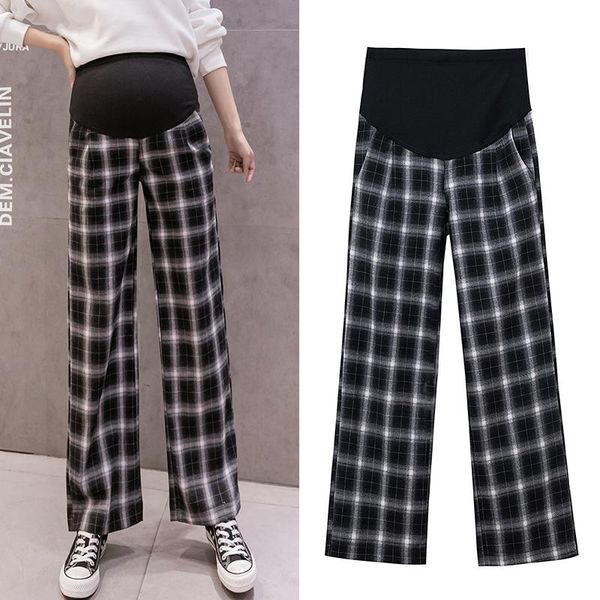 wide leg loose plaid maternity full long pants spring chic korean fashion straight pregnant women ol pregnancy trousers bottoms, White
wide leg loose plaid maternity full long pants spring chic korean fashion straight pregnant women ol pregnancy trousers bottoms, White