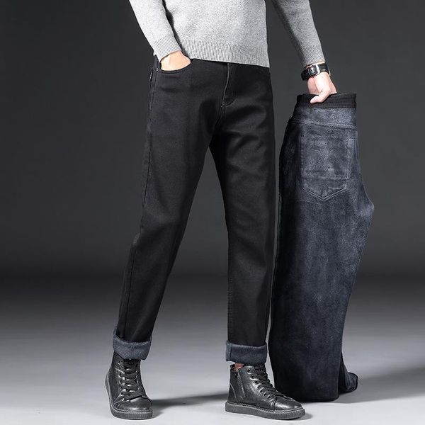 men's jeans winter men black slim fit stretch thick velvet pants warm casual fleece trousers male plus size clothing, Blue
men's jeans winter men black slim fit stretch thick velvet pants warm casual fleece trousers male plus size clothing, Blue