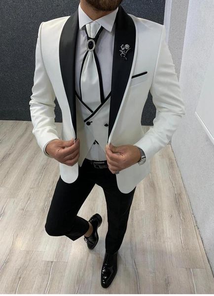 men's suits & blazers white and black wedding fit prom party groom tuxedos shawl lapel 3 pieces formal men custom made jacket+pants+, White;black
men's suits & blazers white and black wedding fit prom party groom tuxedos shawl lapel 3 pieces formal men custom made jacket+pants+, White;black