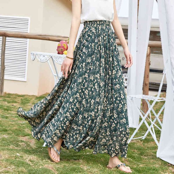 floral chiffon skirt 2021 summer new women's high waist and large swing long shows thin drooping feeling, White
floral chiffon skirt 2021 summer new women's high waist and large swing long shows thin drooping feeling, White