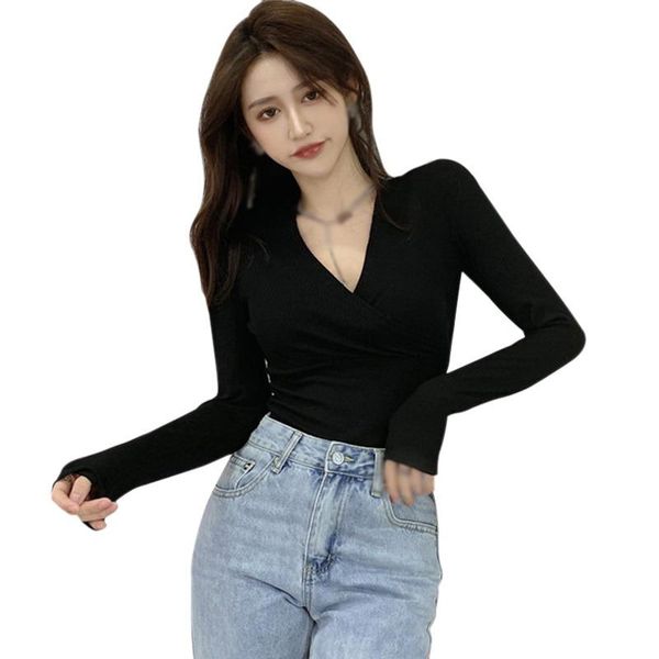 women's t-shirt daxin solid v-neck tshirt spring autumn long-sleeved tee shirt female korean ladies, White
women's t-shirt daxin solid v-neck tshirt spring autumn long-sleeved tee shirt female korean ladies, White