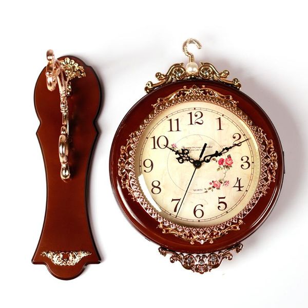 classical double-face wall clock european antique pendulum imitation wood of silent quartz movement for living room study clocks
classical double-face wall clock european antique pendulum imitation wood of silent quartz movement for living room study clocks