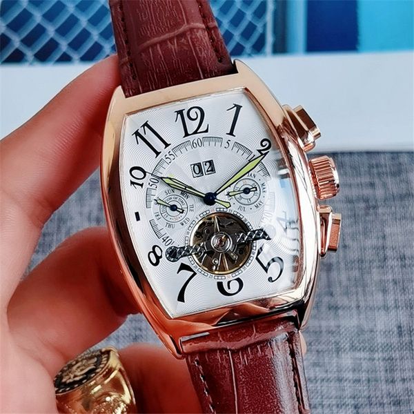 8-3men automatic mechanical watches tourbillon date monte luxury designer stainless steel dial leather strap watch sports business, Slivery;brown
8-3men automatic mechanical watches tourbillon date monte luxury designer stainless steel dial leather strap watch sports business, Slivery;brown