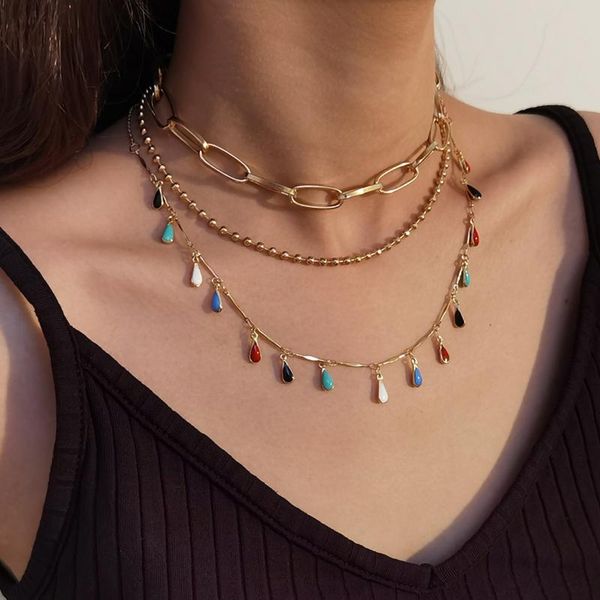 chains ingesight.z 3pcs/set rainbow colorful water drop shape tassel pendant necklace multi layered beads chain choker jewelry, Silver
chains ingesight.z 3pcs/set rainbow colorful water drop shape tassel pendant necklace multi layered beads chain choker jewelry, Silver