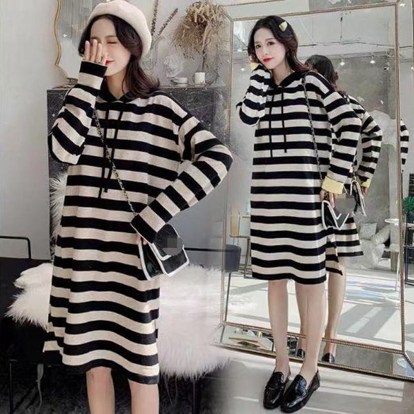 maternity dresses sweater autumn tide mom korean version of the classic striped knitted skirt clothes out dress female, White
maternity dresses sweater autumn tide mom korean version of the classic striped knitted skirt clothes out dress female, White
