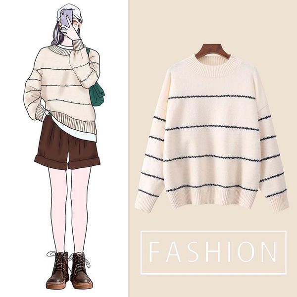 women's sweaters wholesale 2021 spring autumn winter fashion casual warm nice women striped knitted sweater woman female ol bvy1582, White;black
women's sweaters wholesale 2021 spring autumn winter fashion casual warm nice women striped knitted sweater woman female ol bvy1582, White;black