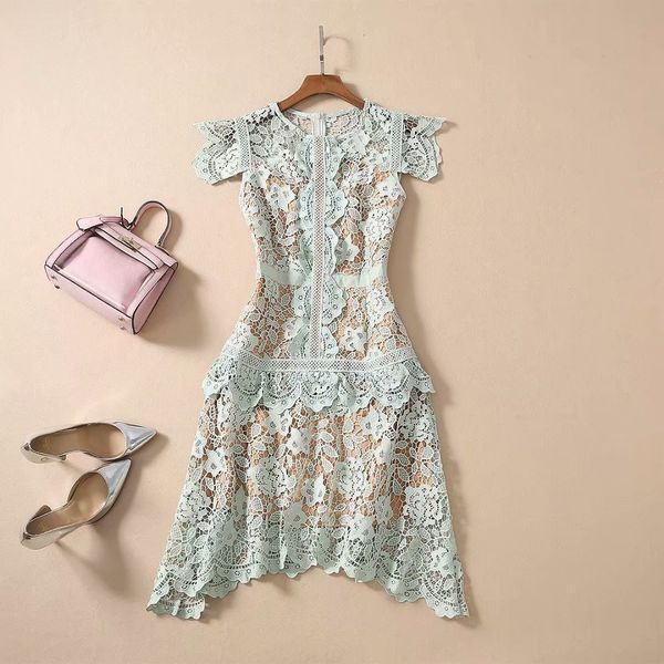 european and american women's dresses for spring short sleeves water soluble flower embroidery fashion irregular dress u6xj, Black;gray
european and american women's dresses for spring short sleeves water soluble flower embroidery fashion irregular dress u6xj, Black;gray