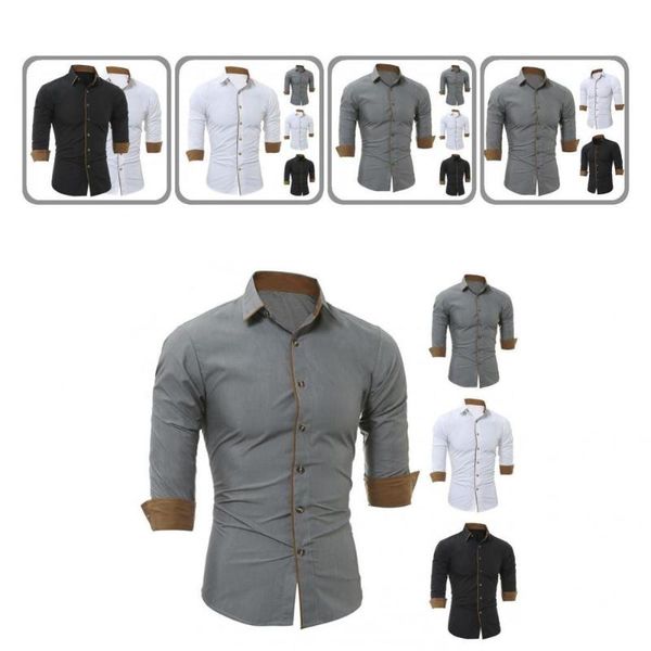 men's casual shirts shirt cardigan lapel single-breasted anti-iron male spring for office, White;black
men's casual shirts shirt cardigan lapel single-breasted anti-iron male spring for office, White;black