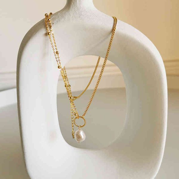 925 sterling sier irregular double beads chain baroque pearl pendant necklace jewelry for women gift, Silver
925 sterling sier irregular double beads chain baroque pearl pendant necklace jewelry for women gift, Silver