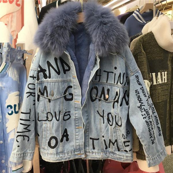 women's jackets winter blue denim parkas vintage letter embroidery removable fur liner casual single-breasted long sleeve jeans chaquet, Black;brown
women's jackets winter blue denim parkas vintage letter embroidery removable fur liner casual single-breasted long sleeve jeans chaquet, Black;brown