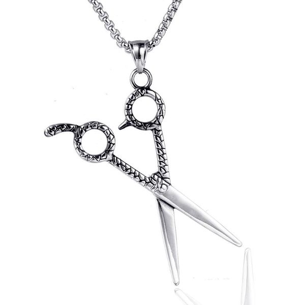 pendant necklaces fashion personality hair stylist stainless steel necklace scissors titanium chain punk jewelry, Silver
pendant necklaces fashion personality hair stylist stainless steel necklace scissors titanium chain punk jewelry, Silver