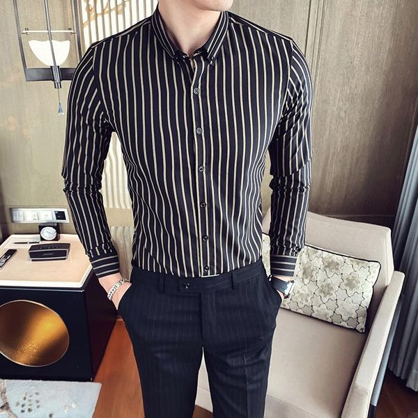 men's casual shirts autumn social shirt long sleeve simple business formal wear slim fit striped tuxedo 3xl, White;black
men's casual shirts autumn social shirt long sleeve simple business formal wear slim fit striped tuxedo 3xl, White;black
