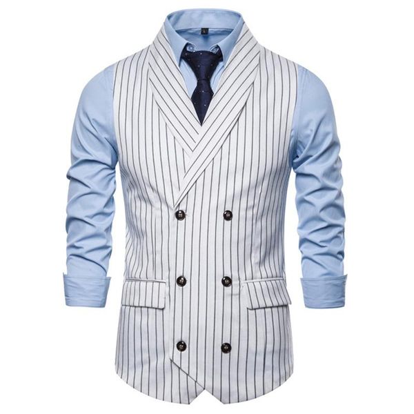 men's vests 9726 fashion casual shawl lapel striped cardigan double-breasted suit vest, Black;white
men's vests 9726 fashion casual shawl lapel striped cardigan double-breasted suit vest, Black;white