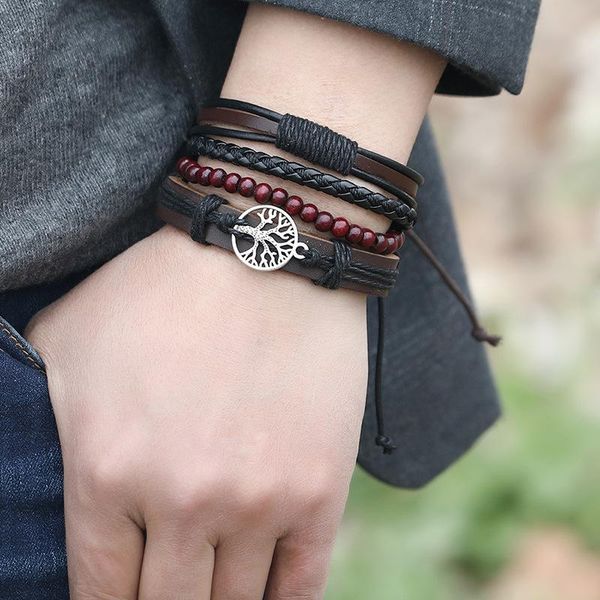 charm bracelets men vintage multilayer hand knitted leather bracelet set wristbands wood beads peace tree birthday jewelry gift, Golden;silver
charm bracelets men vintage multilayer hand knitted leather bracelet set wristbands wood beads peace tree birthday jewelry gift, Golden;silver