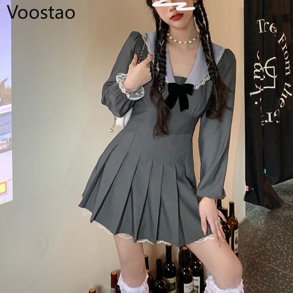 casual dresses spring autumn kawaii lolita style elegant women korean lace party mini dress preppy sweet sailor collar cute, Black;gray
casual dresses spring autumn kawaii lolita style elegant women korean lace party mini dress preppy sweet sailor collar cute, Black;gray
