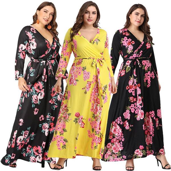 casual dresses plus size 5xl floor-length bandage women autumn winter ladies party clothes european style flower print sashes dress, Black;gray
casual dresses plus size 5xl floor-length bandage women autumn winter ladies party clothes european style flower print sashes dress, Black;gray