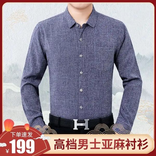 and spring autumn middle aged old men's lapel long sleeve linen cotton shirt fashion business non iron dad, White;black
and spring autumn middle aged old men's lapel long sleeve linen cotton shirt fashion business non iron dad, White;black