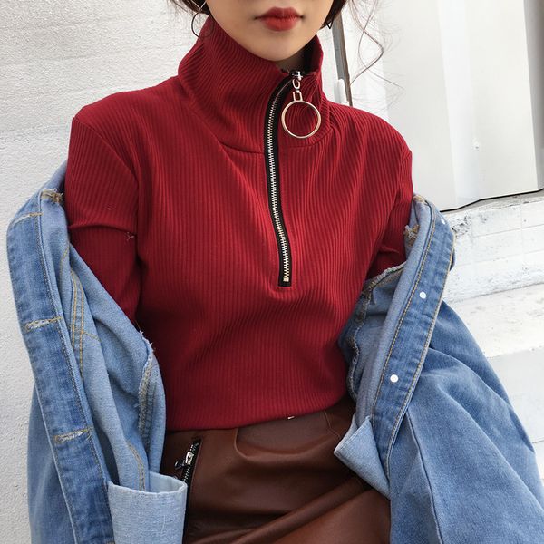 women's knit sweaters zipper winter autumn ring turleneck long sleeve slim pullovers woman sweater female pl143 210506, White;black
women's knit sweaters zipper winter autumn ring turleneck long sleeve slim pullovers woman sweater female pl143 210506, White;black