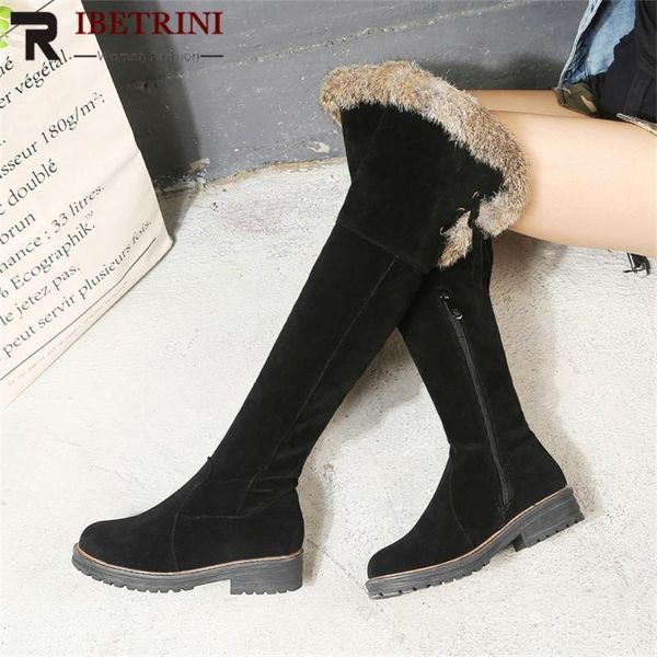 boots female snow flock rubber sole warm plush round toe over the knee women fur design fashion winter, Black
boots female snow flock rubber sole warm plush round toe over the knee women fur design fashion winter, Black