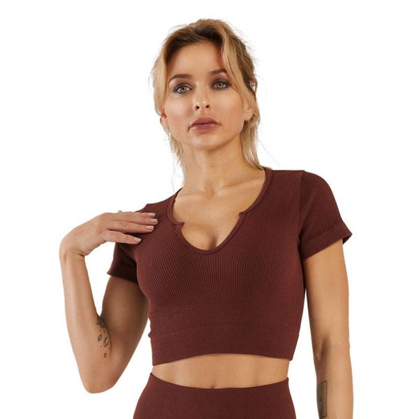 women seamless v-neck padded push up sports running yoga vest fitness short sleeves seven kinds of color outfit
women seamless v-neck padded push up sports running yoga vest fitness short sleeves seven kinds of color outfit
