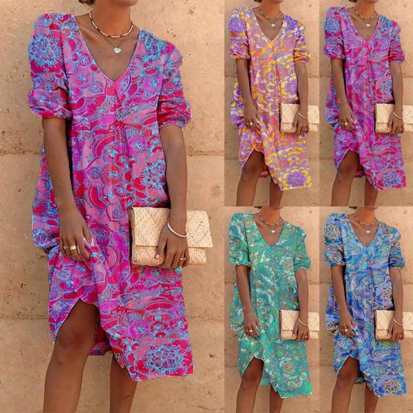 women's swimwear 2021 summer casual loose beach dress fashion bubble sleeve cotton linen print v-neck holiday sundress, White;black
women's swimwear 2021 summer casual loose beach dress fashion bubble sleeve cotton linen print v-neck holiday sundress, White;black
