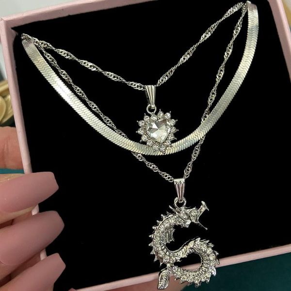trendy snake chain necklace for women multilayer silver color crystal dragon love heart pendant necklaces punk jewelry gifts chains
trendy snake chain necklace for women multilayer silver color crystal dragon love heart pendant necklaces punk jewelry gifts chains