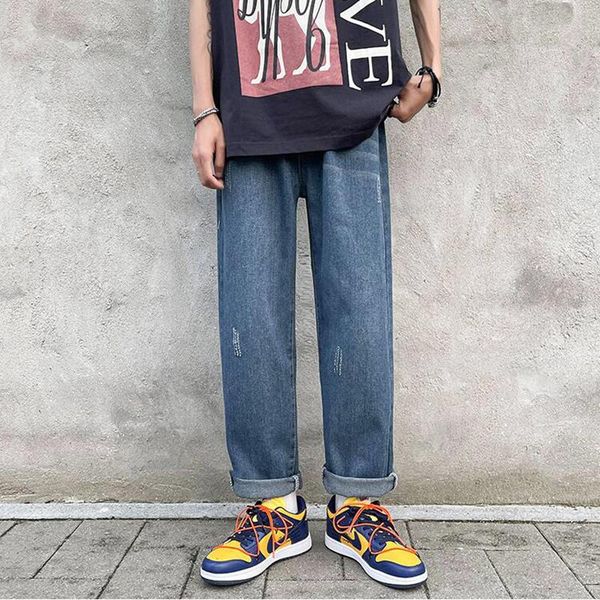 men's jeans summer korean fashion hong kong style straight denim pants loose wide leg casual, Blue
men's jeans summer korean fashion hong kong style straight denim pants loose wide leg casual, Blue