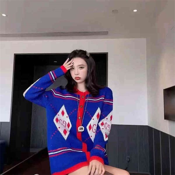 net red same high version tide brand color block letter jacquard round neck sweater coat loose cardigan women, Black;brown
net red same high version tide brand color block letter jacquard round neck sweater coat loose cardigan women, Black;brown