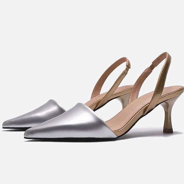 sandals summer 2021 genuine leather women pumps elegant pointed toe high heels slingback golden u323, Black
sandals summer 2021 genuine leather women pumps elegant pointed toe high heels slingback golden u323, Black