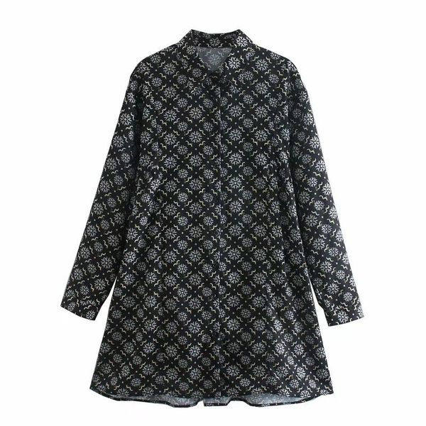 dresses printed shirt-style long sleeves collared fashion chic vintage short women vestidos femme robe, Black;gray
dresses printed shirt-style long sleeves collared fashion chic vintage short women vestidos femme robe, Black;gray