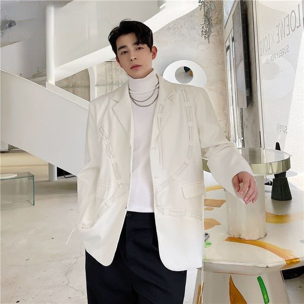 menswear fashion chic multi drawstring decorative design blazers men's new notched suit jacket male tide autumn 2021, White;black
menswear fashion chic multi drawstring decorative design blazers men's new notched suit jacket male tide autumn 2021, White;black