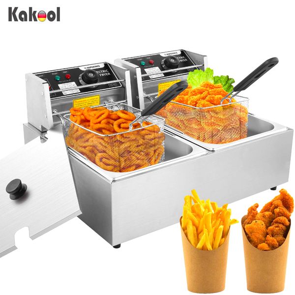 professional-style deep fryer with dual baskets, 3600w 2x6l stainless steel electric fryer total capacity 12.7qt/12l (12l)
professional-style deep fryer with dual baskets, 3600w 2x6l stainless steel electric fryer total capacity 12.7qt/12l (12l)