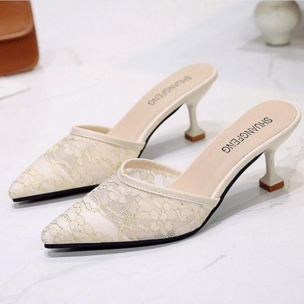 slippers summer breathable lace women pointed toe strange kitten high heels mules air mesh flip flops outdoor slidey950, Black
slippers summer breathable lace women pointed toe strange kitten high heels mules air mesh flip flops outdoor slidey950, Black