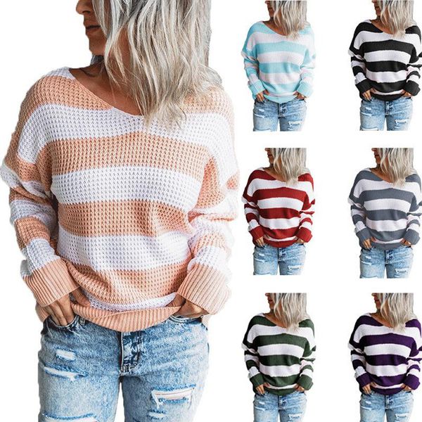 women's sweaters fashion v neck stripe stitching knit loose soft pullover autumn winter all match street hipster, White;black
women's sweaters fashion v neck stripe stitching knit loose soft pullover autumn winter all match street hipster, White;black