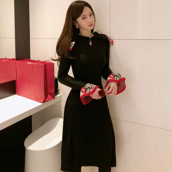 casual dresses 2021 the winter women black knitting dress long sleeve vintage korean fashion elegant ladies party maxi clothes, Black;gray
casual dresses 2021 the winter women black knitting dress long sleeve vintage korean fashion elegant ladies party maxi clothes, Black;gray
