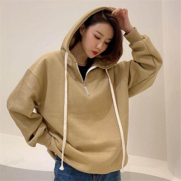 women's hoodies & sweatshirts autumn and winter korean hooded fleece 2021 thickened solid loose female oversized hoodie drop shoulder, Black
women's hoodies & sweatshirts autumn and winter korean hooded fleece 2021 thickened solid loose female oversized hoodie drop shoulder, Black