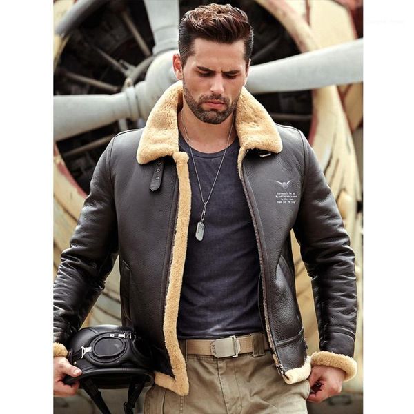 men's leather & faux 2021 b3 mens shearling jacket thick sheepskin coat motorcycle fur winter coats, Black
men's leather & faux 2021 b3 mens shearling jacket thick sheepskin coat motorcycle fur winter coats, Black