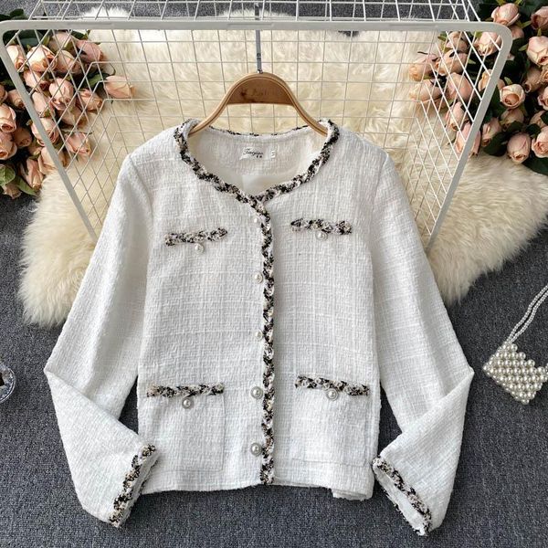 women's jackets 2021 fashion temperament autumn jacket women round neck long sleeve french stitching beaded short cardigan kk1042, Black;brown
women's jackets 2021 fashion temperament autumn jacket women round neck long sleeve french stitching beaded short cardigan kk1042, Black;brown