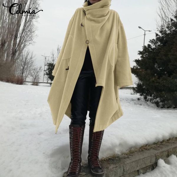 women's jackets celmia 2021 women asymmetrical coats long female outwear winter warm poncho solid autumn ladies vintage jumper oversize, Black;brown
women's jackets celmia 2021 women asymmetrical coats long female outwear winter warm poncho solid autumn ladies vintage jumper oversize, Black;brown