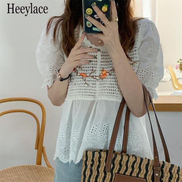 women's blouses & shirts 2021 embroidery hollow out lace chic sweet princess short sleeves femme gentle women, White
women's blouses & shirts 2021 embroidery hollow out lace chic sweet princess short sleeves femme gentle women, White