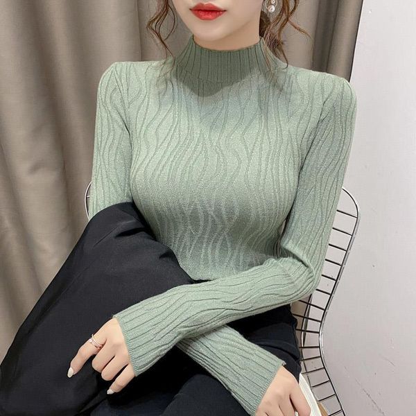 women's sweaters half high collar sweater bottoming shirt autumn and winter 2021 with tight knit, White;black
women's sweaters half high collar sweater bottoming shirt autumn and winter 2021 with tight knit, White;black