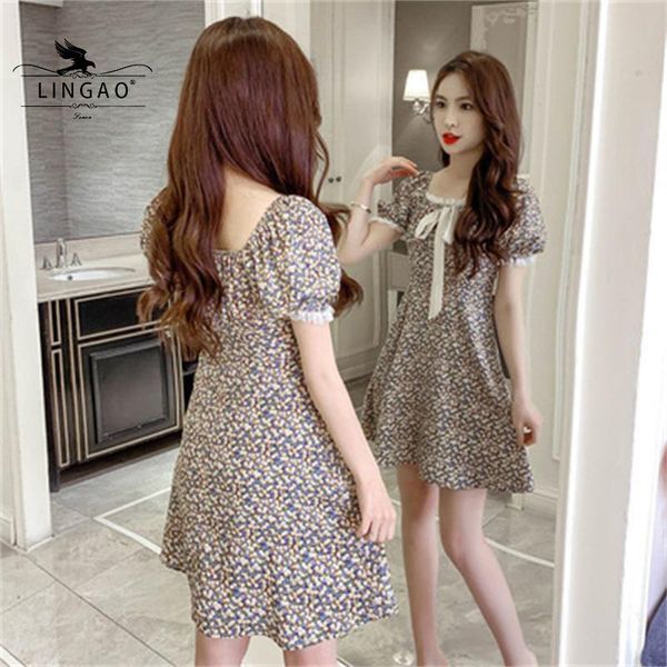 casual dresses summer fashion floral for women 2021 short puff sleeve flroal printed bow ladies square collar elegant dress, Black;gray
casual dresses summer fashion floral for women 2021 short puff sleeve flroal printed bow ladies square collar elegant dress, Black;gray