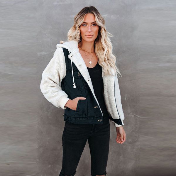 winter plush thickened denim et women's stitched loose hooded et baseball 8511349, Black
winter plush thickened denim et women's stitched loose hooded et baseball 8511349, Black